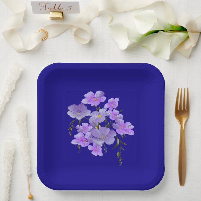 Pastel Pretty Lilac Bouquet Paper Plates (Wedding)