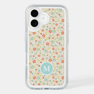 Pastel Pretty Spring Floral Pattern Monogram iPhone 16 Case