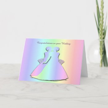 Pastel Pride Lesbian Wedding Card For Gay Brides by AGayMarriage at Zazzle