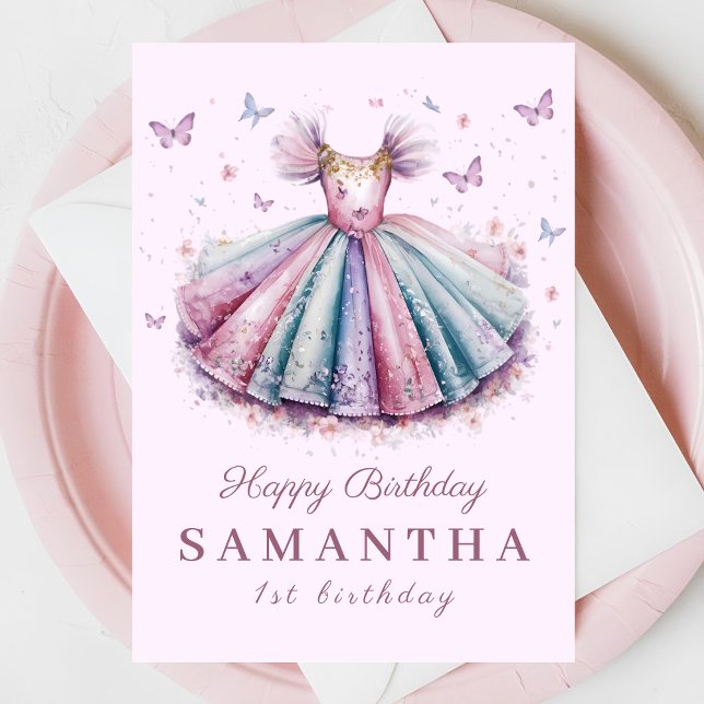 Pastel princess dress for a 1st birthday  card (Creator Uploaded)