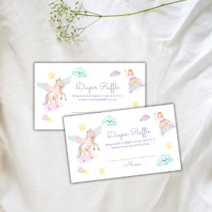 Pastel Princess Unicorn Diaper Raffle Baby Shower Enclosure Card