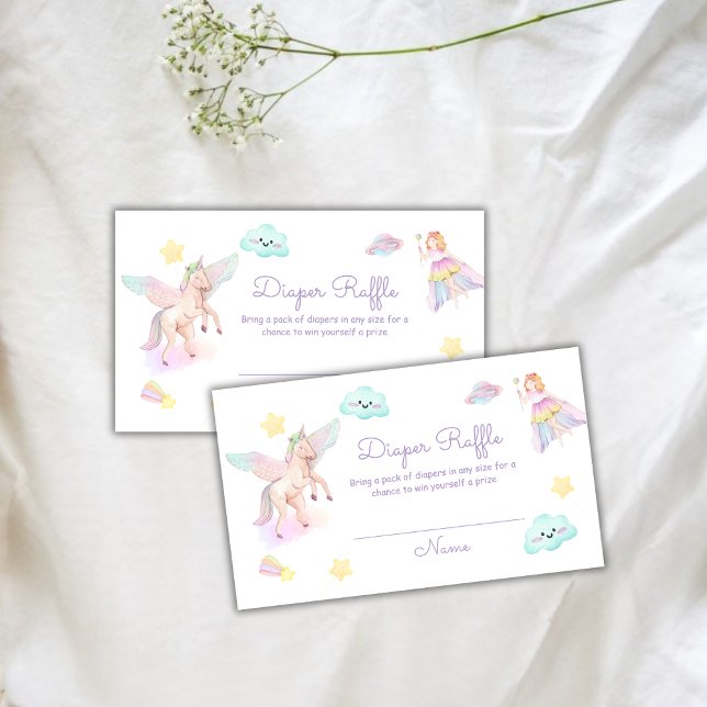 Pastel Princess Unicorn Diaper Raffle Baby Shower Enclosure Card (Pastel Princess Unicorn Diaper Raffle Baby Shower Enclosure Card)