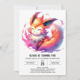 Pastel Printable Fox Birthday Invitation