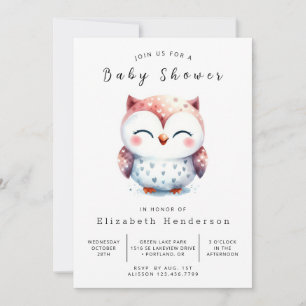 Pastel Printable Owl Baby Shower Invitation