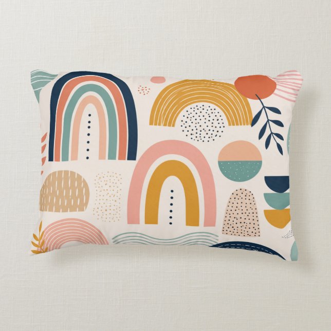 Pastel Prism Arc Abstract Surface Pattern Accent Pillow (Back)