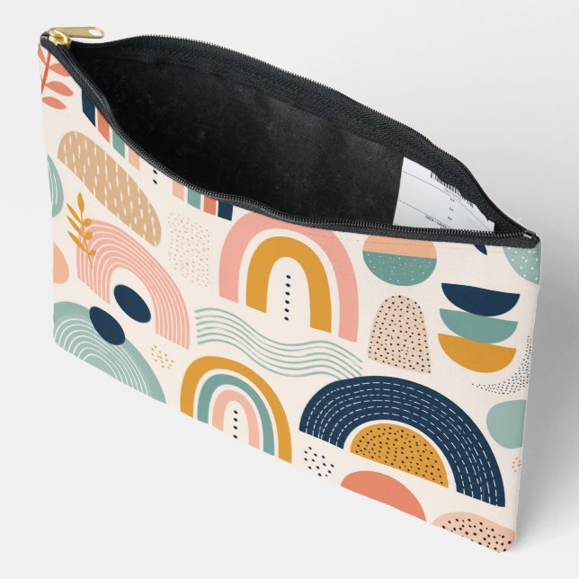 Pastel Prism Arc Abstract Surface Pattern Accessory Pouch (Open)