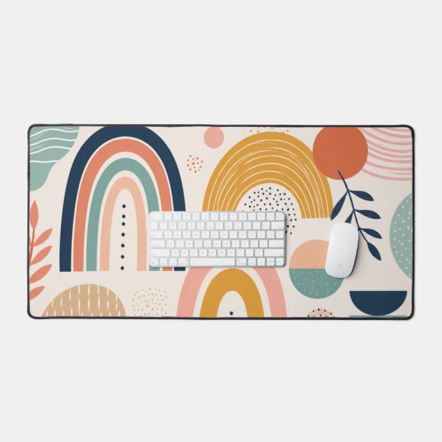 Pastel Prism Arc Abstract Surface Pattern Desk Mat (Keyboard & Mouse)