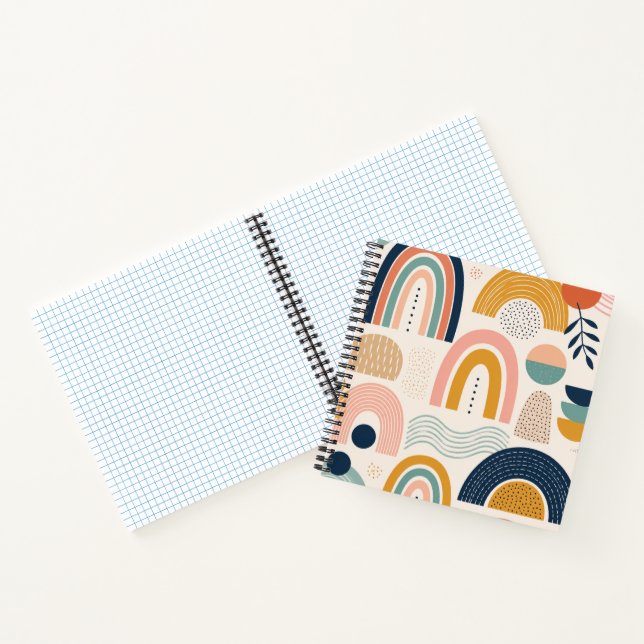 Pastel Prism Arc Abstract Surface Pattern Stylish Notebook (Inside)