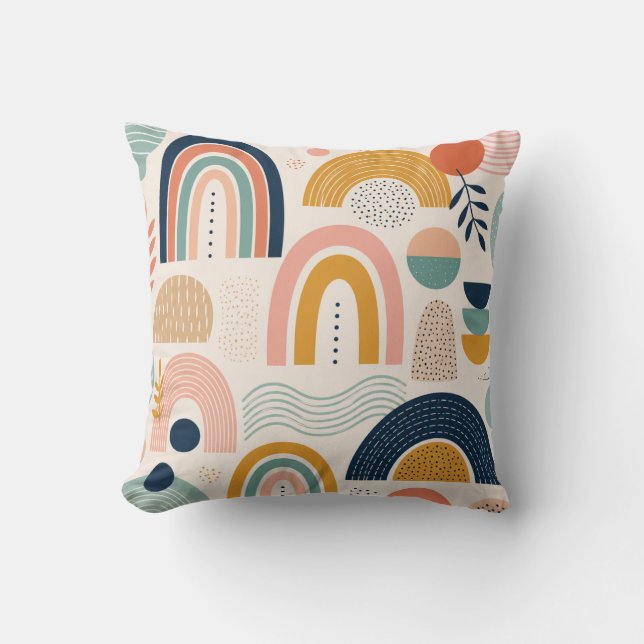 Pastel Prism Arc Abstract Surface Pattern Throw Pillow (Front)
