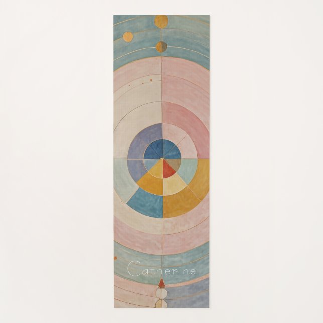 Pastel Prism: Rainbow Color Wheels Yoga Mat (Front)