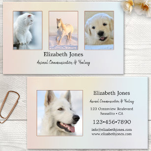 Pastel Professional Animal Healer Photo Business Card