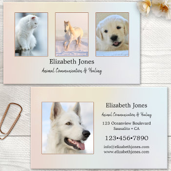 Pastel Professional Animal Healer Photo Business Card by sunnysites at Zazzle