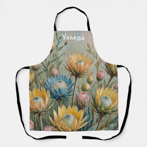 Pastel Protea Dream Elegant Floral Apron