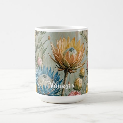 Pastel Protea Dream Elegant Floral Coffee Mug