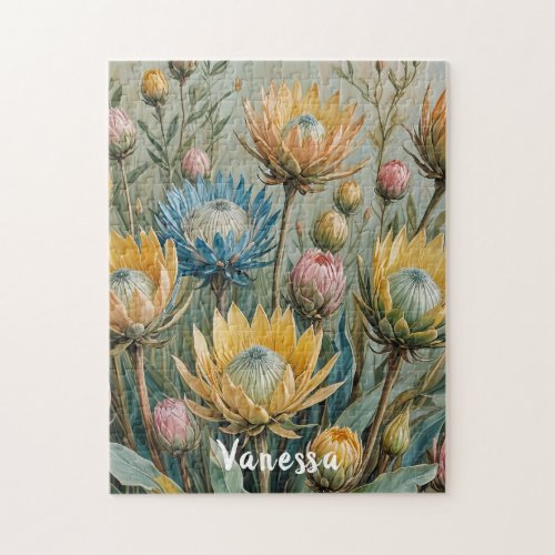 Pastel Protea Dream Elegant Floral Jigsaw Puzzle