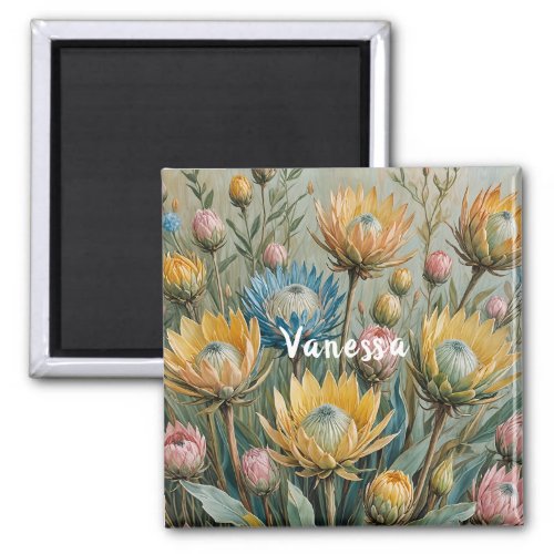 Pastel Protea Dream Elegant Floral Magnet