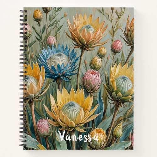 Pastel Protea Dream Elegant Floral Notebook