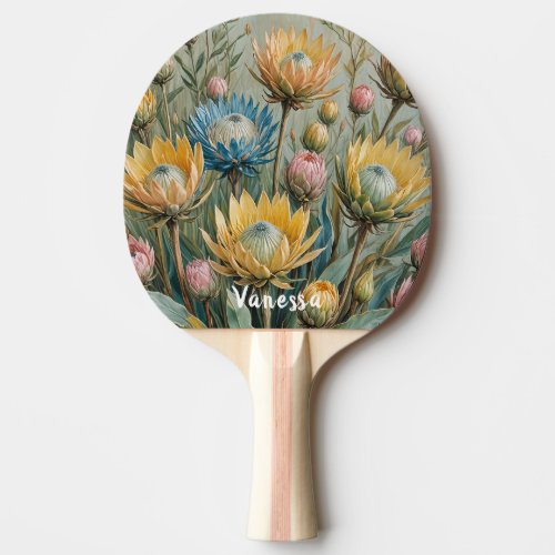 Pastel Protea Dream Elegant Floral Ping Pong Paddle