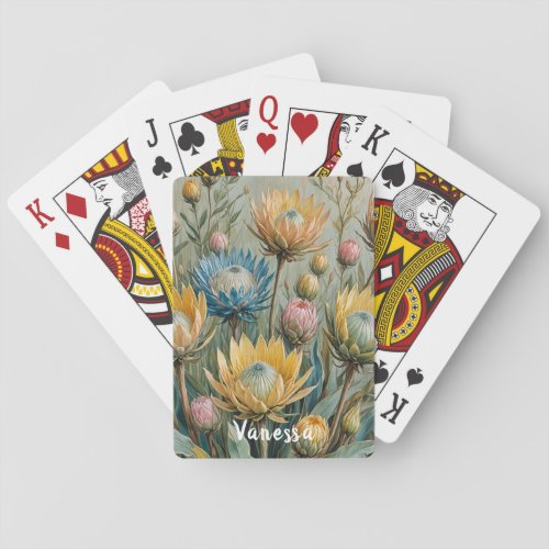 Pastel Protea Dream Elegant Floral Playing Cards