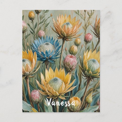 Pastel Protea Dream Elegant Floral Postcard