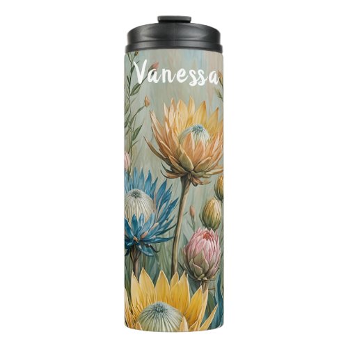 Pastel Protea Dream Elegant Floral Thermal Tumbler