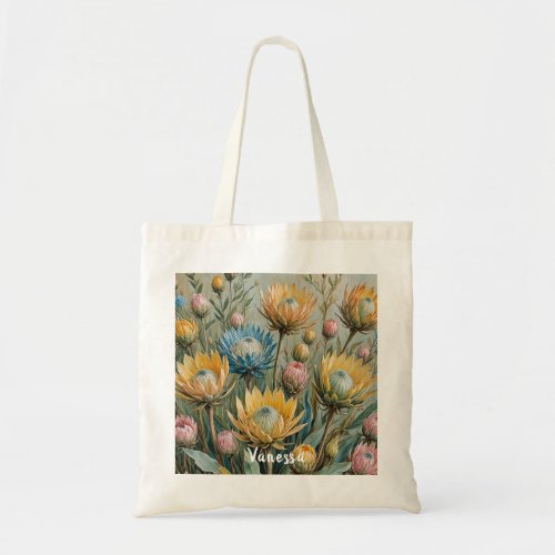 Pastel Protea Dream Elegant Floral Tote Bag