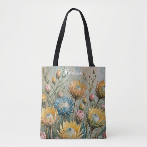 Pastel Protea Dream Elegant Floral Tote Bag