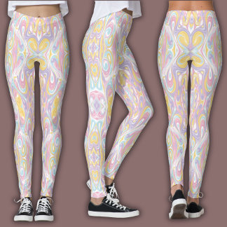 Pastel Psychedelic Pattern | Groovy Liquid Marble  Leggings