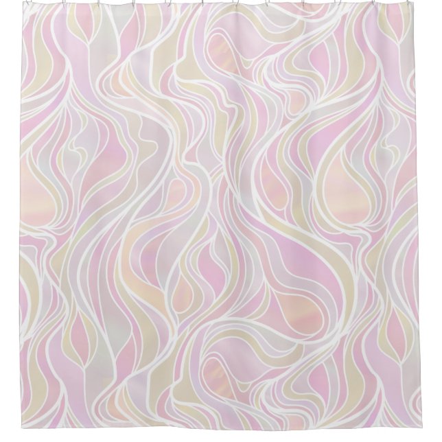 Pastel Psychedelic Stained Glass Abstract Shower Curtain (Front)