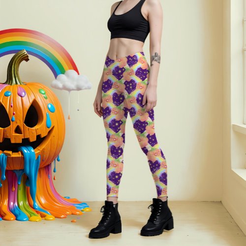 Pastel Puking Pumpkins midnight  Leggings