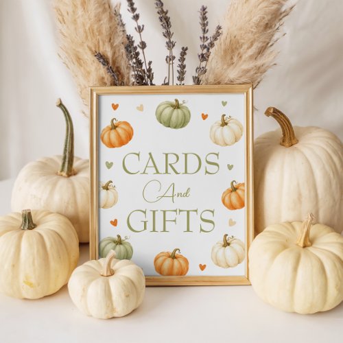 Pastel Pumpkin 8x10 Cards & Gifts Table Sign