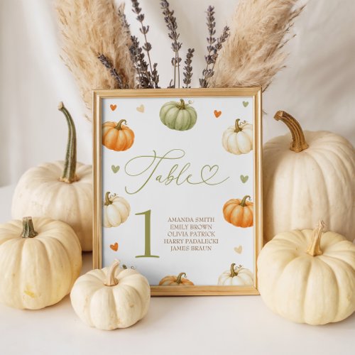 Pastel Pumpkin Baby Shower Table Numbers Pedestal Sign