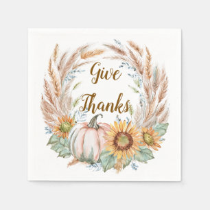 Pastel pumpkin floral custom autumn napkins