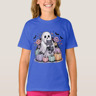 Pastel Pumpkin Floral Halloween T-Shirt