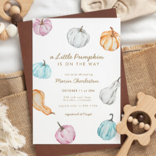 Pastel Pumpkin Gender Neutral Fall Baby Shower Invitation