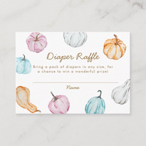 Pastel Pumpkin Gender Neutral Fall Diaper Raffle Enclosure Card