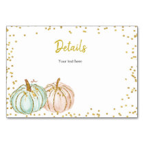 Pastel Pumpkin Gender Reveal Accommodation Detail Table Number