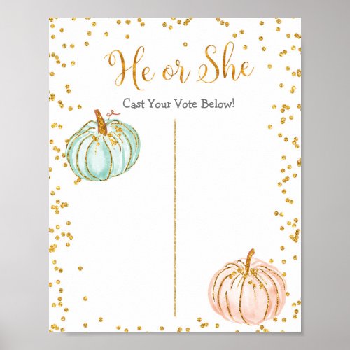 Pastel Pumpkin Gender Reveal Voting Board Poster