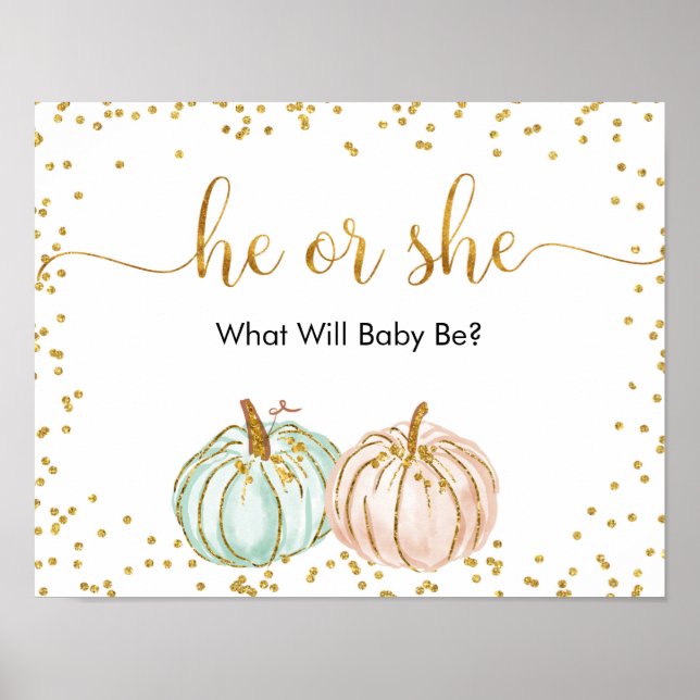 Pastel Pumpkin Gender Reveal Welcome Poster (Front)