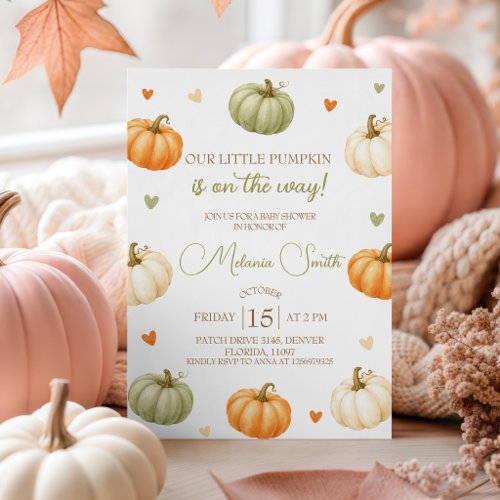 Pastel Pumpkin Little One Baby Shower Invite