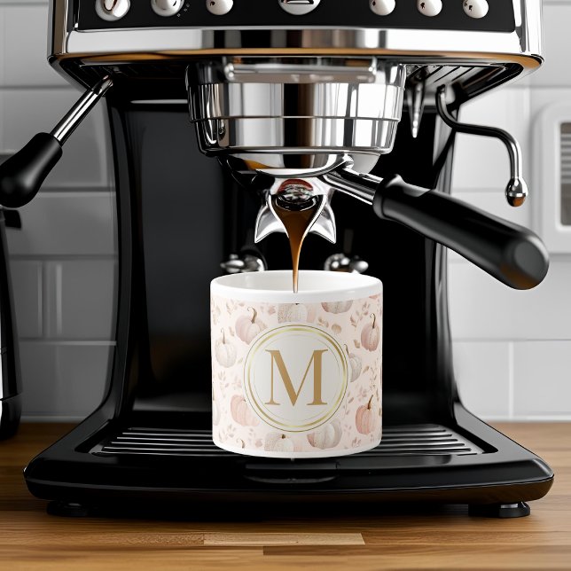 Pastel Pumpkin Monogram – Personalized Initial Espresso Cup (Creator Uploaded)