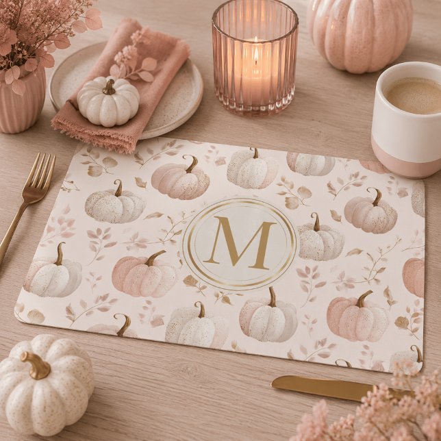 Pastel Pumpkin Monogram – Personalized Initial Placemat (Creator Uploaded)