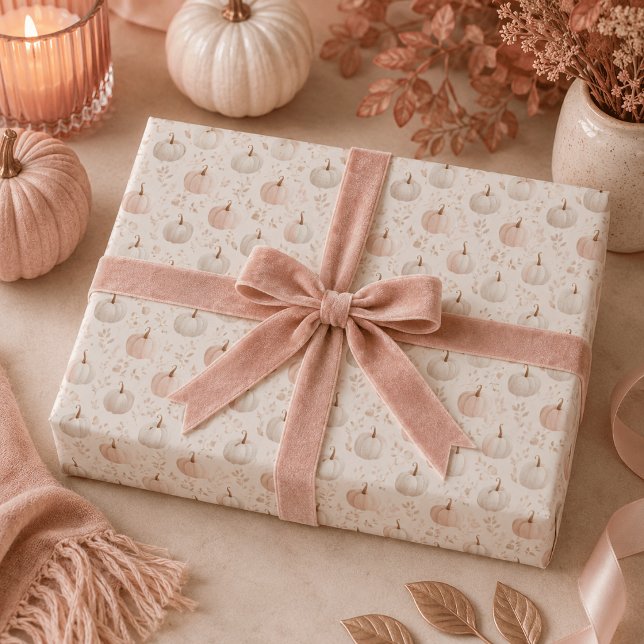 Pastel Pumpkin Monogram – Personalized Initial Wrapping Paper (Creator Uploaded)