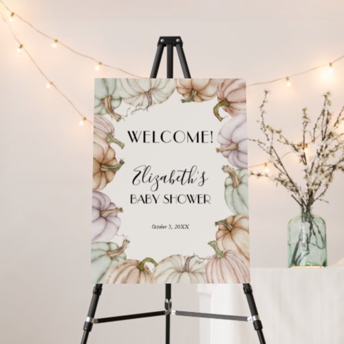 Pastel Pumpkin Neutral Baby Shower Welcome Foam Board