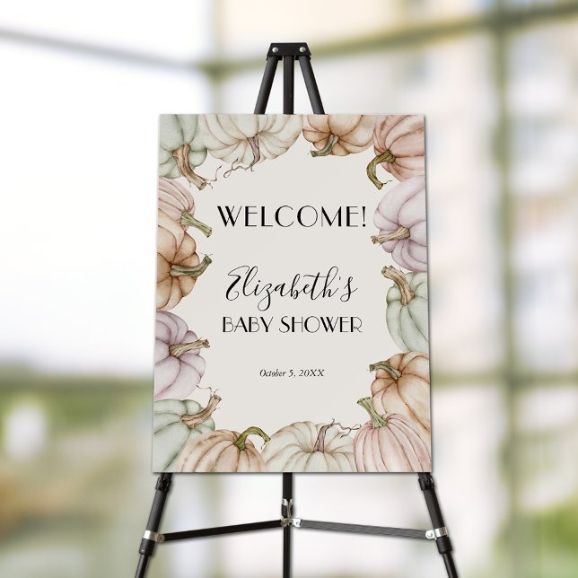 Pastel Pumpkin Neutral Baby Shower Welcome Foam Board (Pastel pumpkins neutral baby shower welcome foam board sign)
