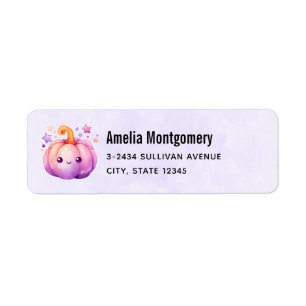 Pastel Pumpkin with Stars Cute Dreamy Address Label