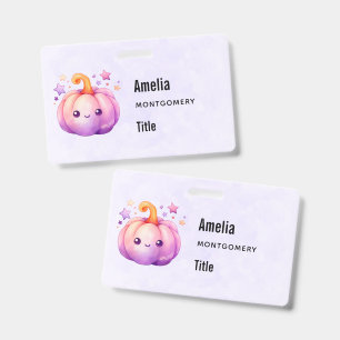 Pastel Pumpkin with Stars Cute Dreamy Business Badge