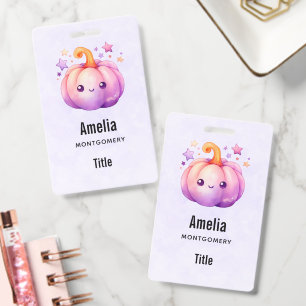 Pastel Pumpkin with Stars Cute Dreamy Business Badge