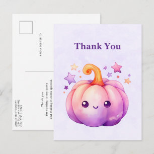 Pastel Pumpkin with Stars Cute Dreamy Thank You Postcard