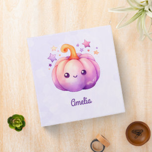 Pastel Pumpkin with Stars Cute Dreamy Vibe 3 Ring Binder